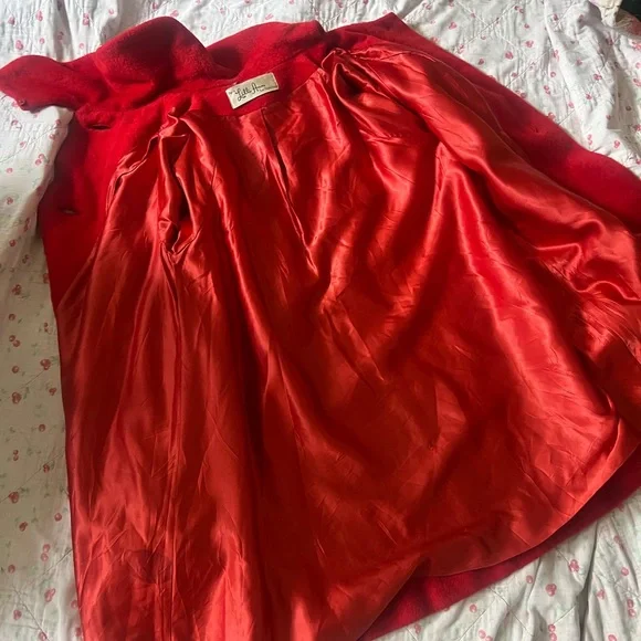 Lili Anne Red Wool mohair Swing Coat with Funnel Collar - Picture 10 of 15